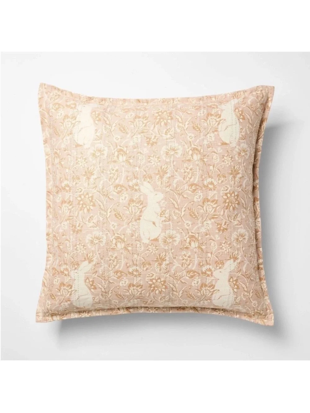 Oversized Square  Hidden Bunny Floral Coral Throw Pillow Threshold Studio McGee